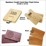 Custom Bamboo Credit Card Size Flash Drive - 32 GB Memory