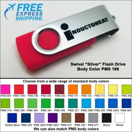 Swivel Flash Drive - 4 GB Memory - Body PMS 186 with Logo  Swivel Flash Drive - 4 GB Memory - Body PMS 186 with Logo