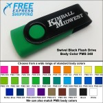 Promotional Swivel Black Flash Drive - 32 GB Memory - Body PMS 348