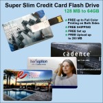 Logo Branded Super Slim Credit Card Flash Drive - 8 GB Memory
