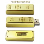 Logo Branded Gold Bar Flash Drive - 4 GB Memory