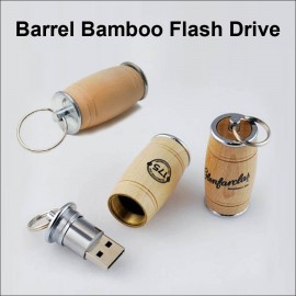 Barrel Bamboo Flash Drive - 4 GB Memory with Logo  Barrel Bamboo Flash Drive - 4 GB Memory with Logo