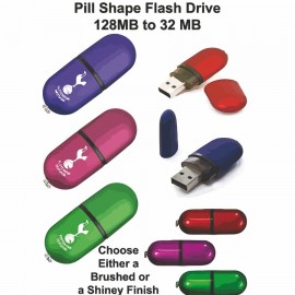 Pill Shaped Flash Drive - 4 GB Memory with Logo  Pill Shaped Flash Drive - 4 GB Memory with Logo