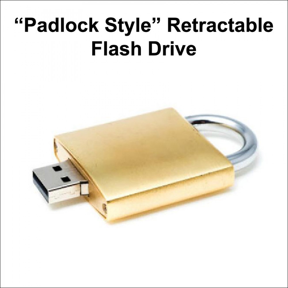 Padlock Style Retractable Flash Drive - 8 GB with Logo