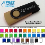 Swivel Black Flash Drive - 8 GB Memory - Body PMS 872 with Logo