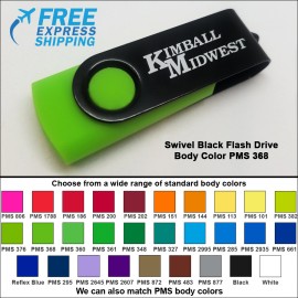 Personalized Swivel Black Flash Drive - 32 GB Memory - Body PMS 368