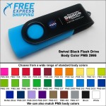 Custom Swivel Black Flash Drive - 8 GB Memory - Body PMS 2995
