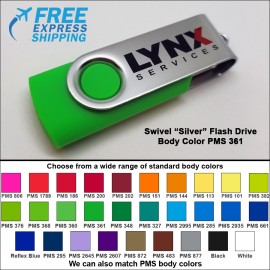 Swivel Flash Drive - 4 GB Memory - Body PMS 361 with Logo