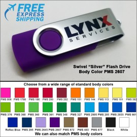 Swivel Flash Drive - 8 GB Memory - Body PMS 2607 with Logo