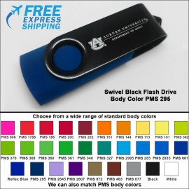 Swivel Black Flash Drive - 8 GB Memory - Body PMS 295 with Logo