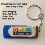 Swivel Epoxy Flash Drive with Key Chain- 8 GB Memory with Logo