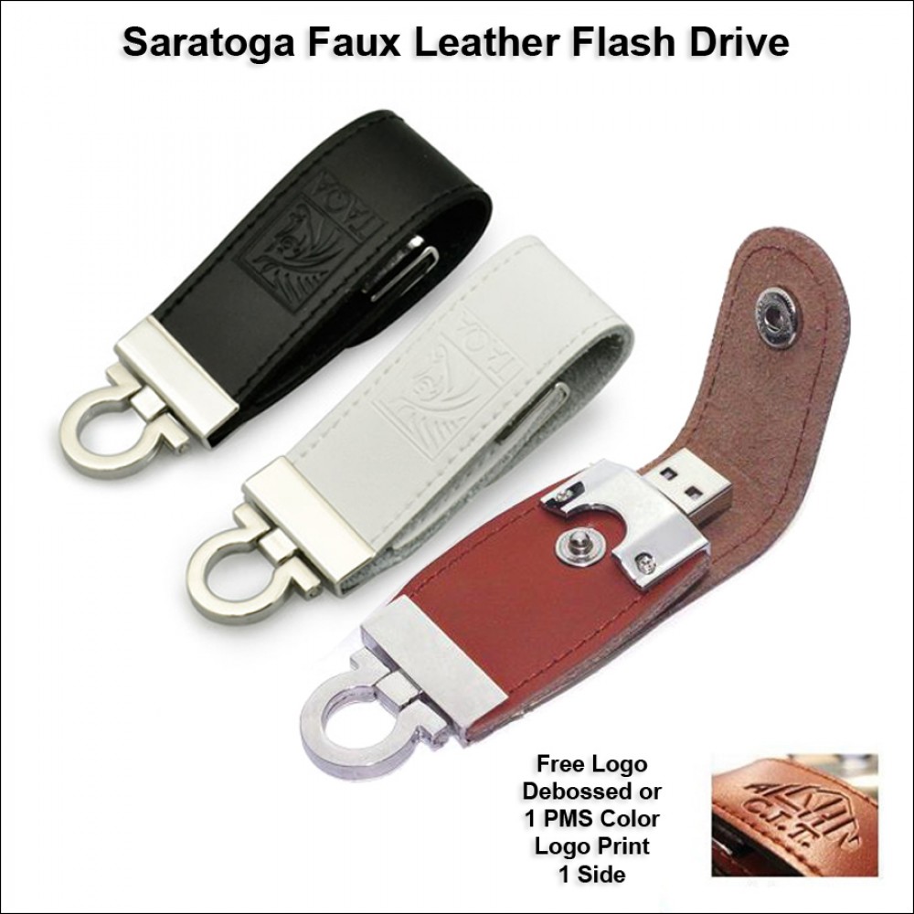 Personalized Saratoga Faux Leather Flash Drive - 4GB Memory