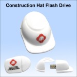 Custom Construction Hat Flash Drive - 128 MB - White
