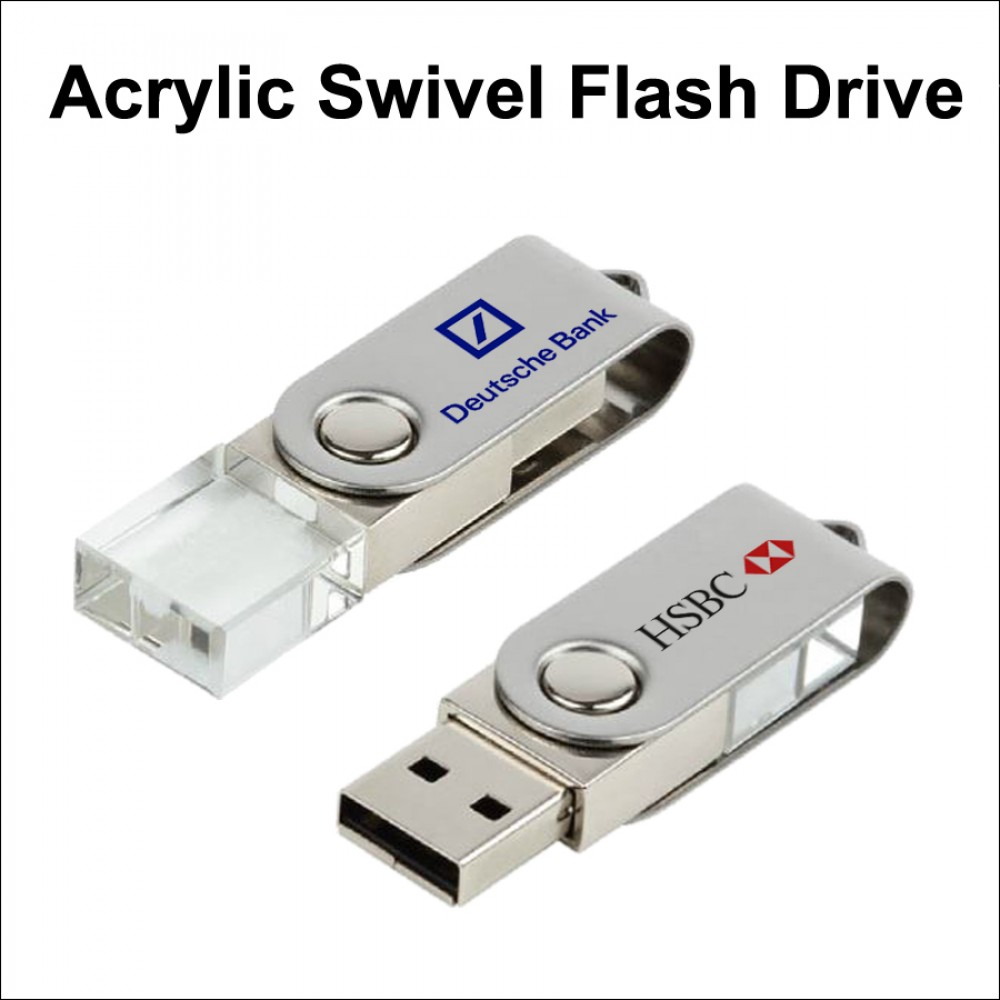 Acrylic Swivel Flash Drive - 4 GB with Logo