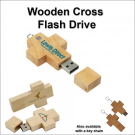 Custom Bamboo Cross Flash Drive - 64 GB Memory