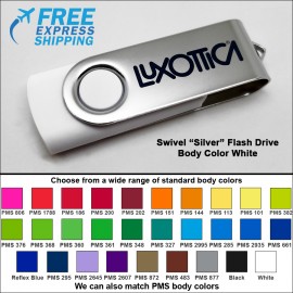 Logo Branded Swivel Flash Drive - 32 GB Memory - Body White