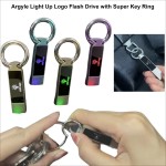 Personalized Argyle Light Up Logo Flash Drive with Super Key Ring - 16 GB Memory