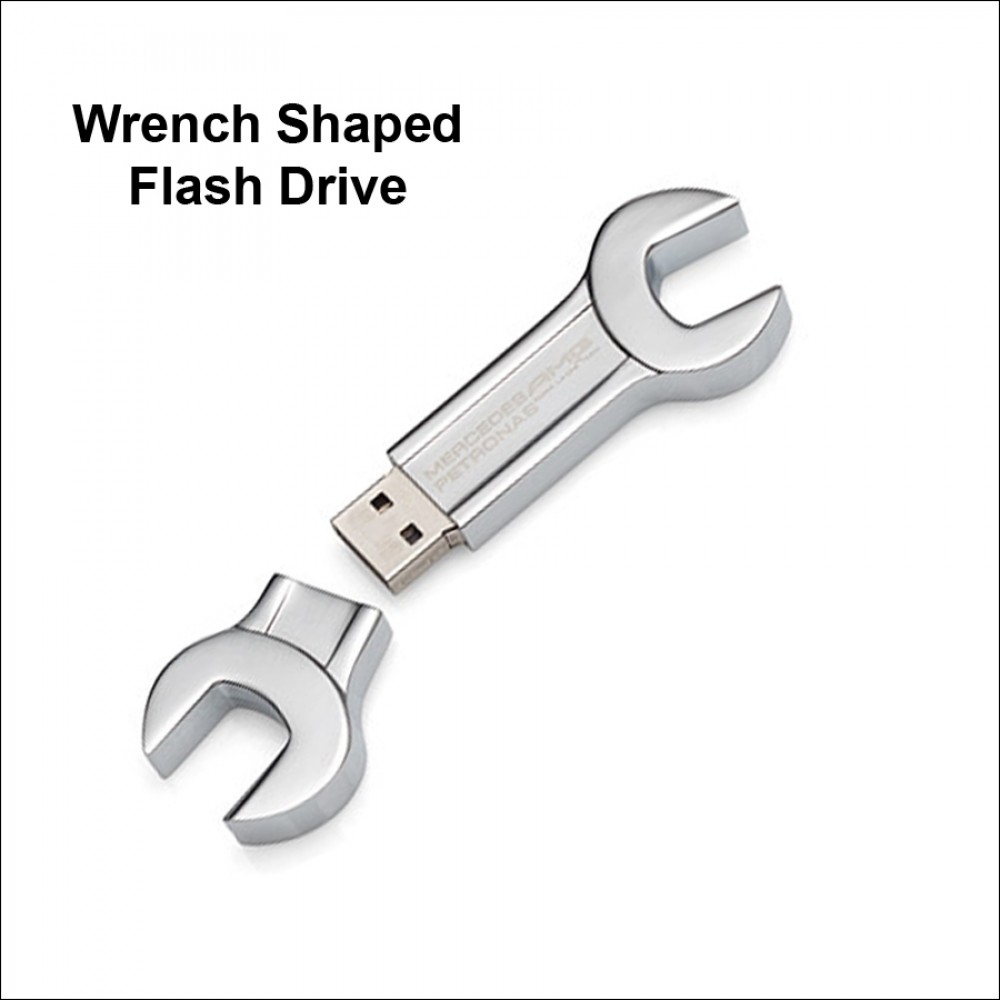 Wrench Shaped Flash Drive - 4 GB Memory with Logo