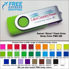 Swivel Flash Drive - 4 GB Memory - Body PMS 368 with Logo