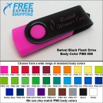 Swivel Black Flash Drive - 32 GB Memory - Body PMS 806 with Logo