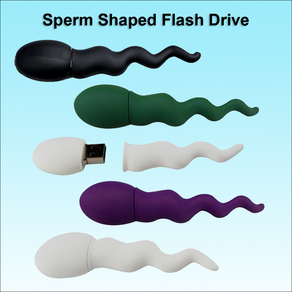 Sperm Shaped Flash Drive - 4 GB Memory with Logo