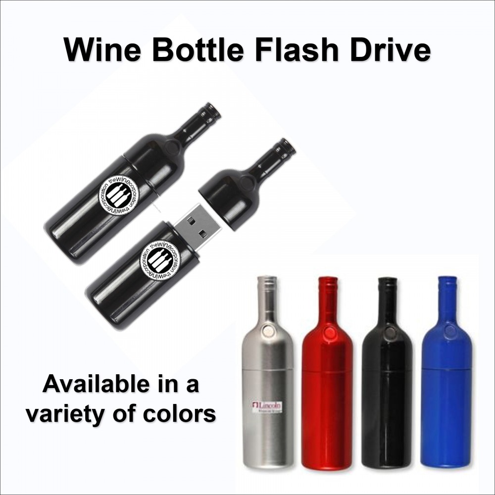 Logo Branded Wine Bottle Flash Drive - 4 GB Memory
