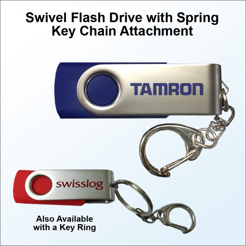 32 GB Swivel Flash Drive w/Spring Key Chain Attachment with Logo 32 GB Swivel Flash Drive w/Spring Key Chain Attachment with Logo