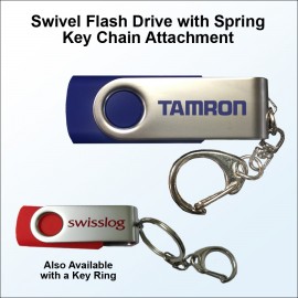 32 GB Swivel Flash Drive w/Spring Key Chain Attachment with Logo