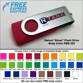 Swivel Flash Drive - 16 GB Memory - Body PMS 202 with Logo