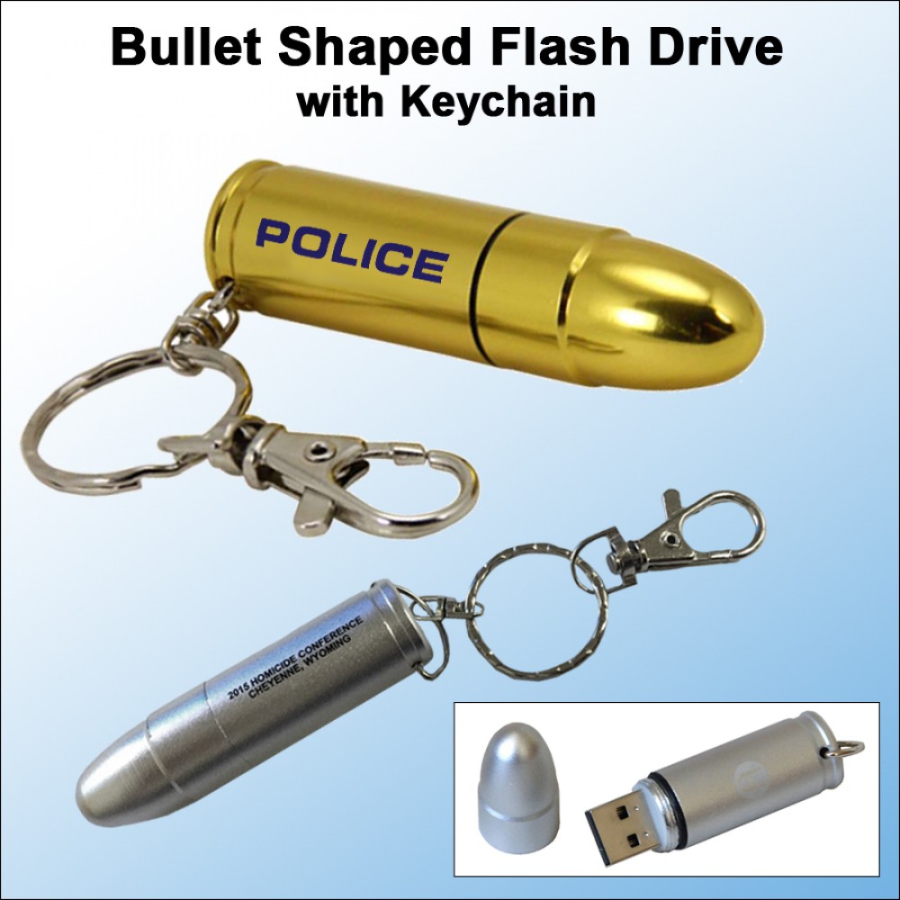 Custom Bullet Shaped Flash Drive - 8 GB Memory