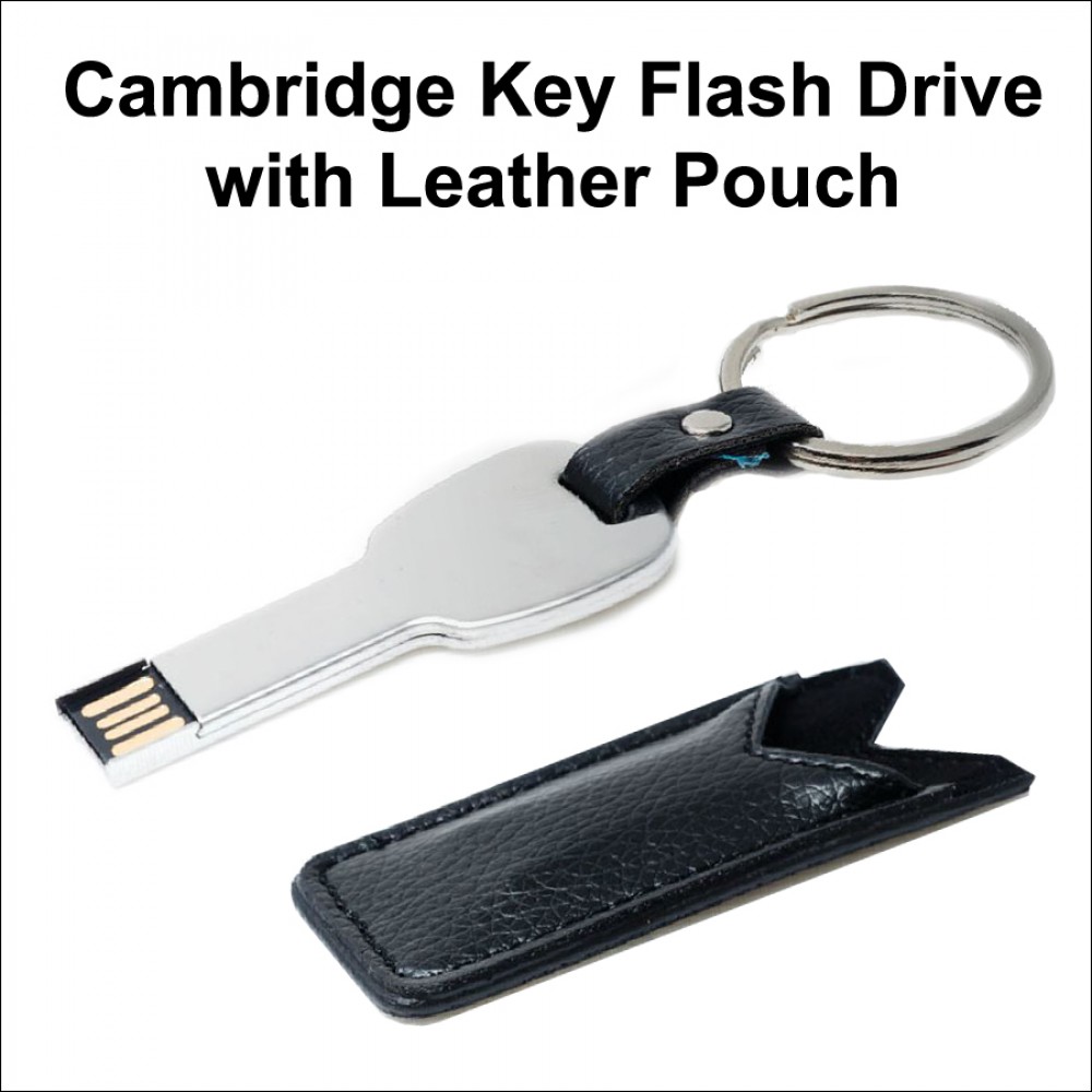 Personalized Cambridge Key Flash Drive with "Leather" Pouch - 4 GB