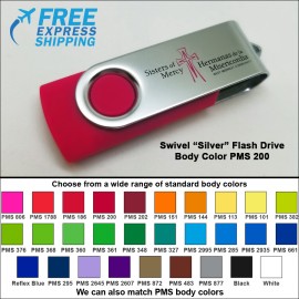 Swivel Flash Drive - 8 GB Memory - Body PMS 200 with Logo