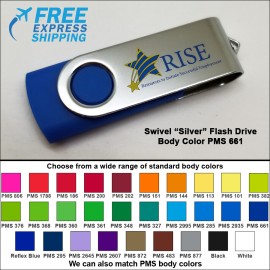 Swivel Flash Drive - 4 GB Memory - Body PMS 661 with Logo