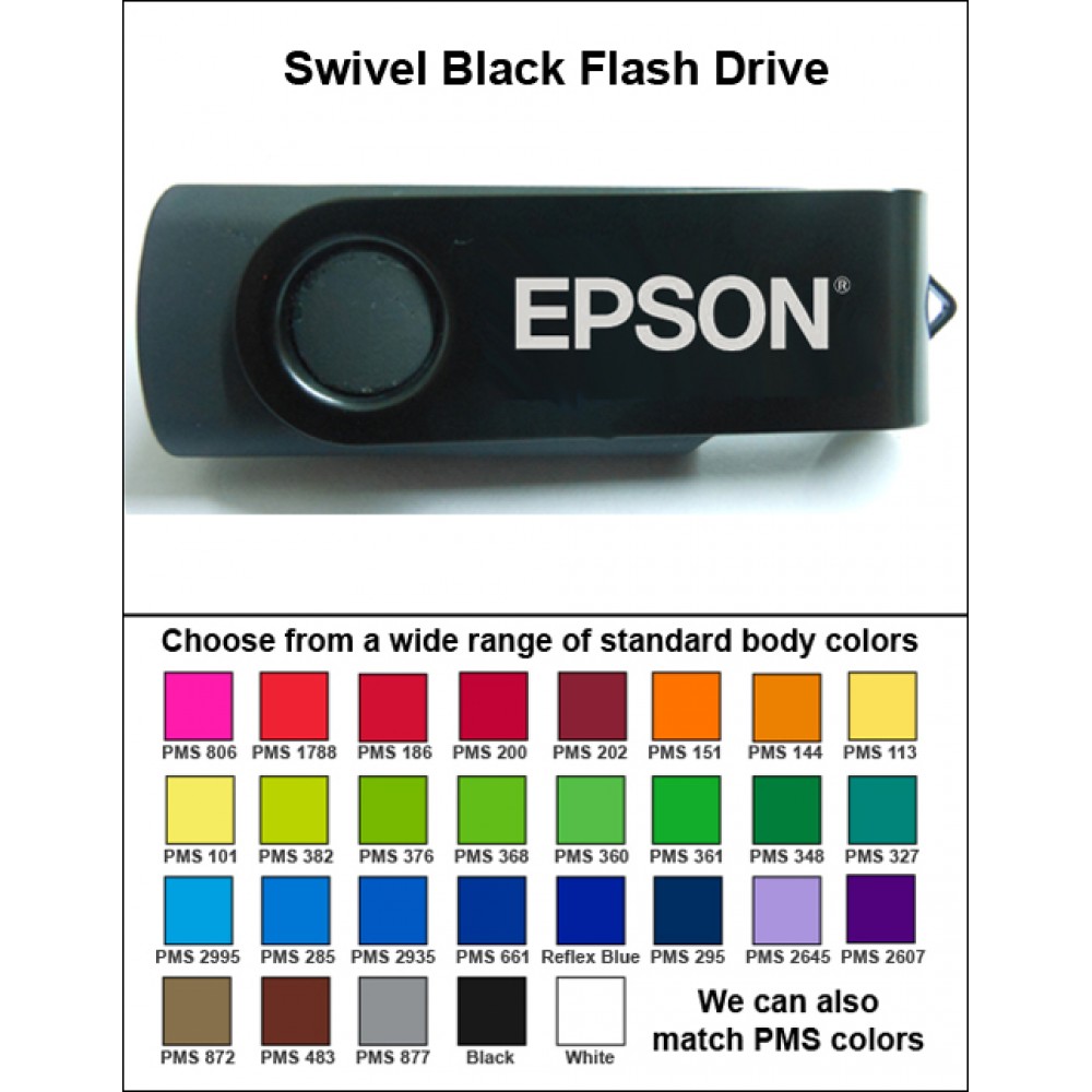 Swivel Black Flash Drive-4 GB with Logo