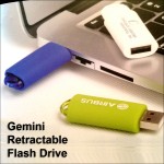 Logo Branded Gemini Retractable Flash Drive - 8 GB Memory