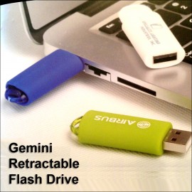 Logo Branded Gemini Retractable Flash Drive - 8 GB Memory