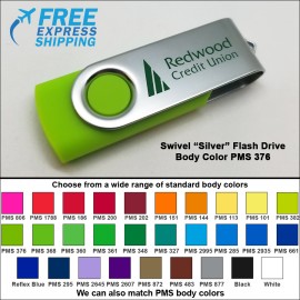 Swivel Flash Drive - 32 GB Memory - Body PMS 376 with Logo