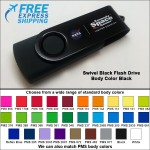 Logo Branded Swivel Black Flash Drive - 8 GB Memory - Body Black