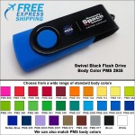 Personalized Swivel Black Flash Drive - 16 GB Memory - Body PMS 2935