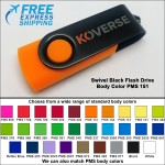 Swivel Black Flash Drive - 8 GB Memory - Body PMS 151 with Logo