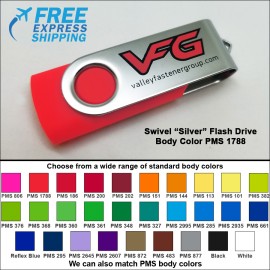 Swivel Flash Drive - 64 GB Memory - Body PMS 1788 with Logo