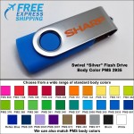 Swivel Flash Drive - 16 GB Memory - Body PMS 2935 with Logo