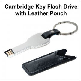 Logo Branded Cambridge Key Flash Drive with "Leather" Pouch - 256 MB