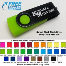 Promotional Swivel Black Flash Drive - 32 GB Memory - Body PMS 376  Promotional Swivel Black Flash Drive - 32 GB Memory - Body PMS 376