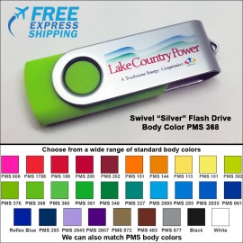 Customized Swivel Flash Drive - 16 GB Memory - Body PMS 368  Customized Swivel Flash Drive - 16 GB Memory - Body PMS 368