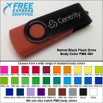 Swivel Black Flash Drive - 16 GB Memory - Body PMS 483 with Logo