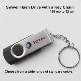 16 GB Swivel Flash Drive w/Key Chain with Logo