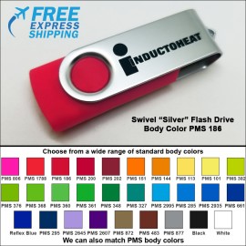 Swivel Flash Drive - 8 GB Memory - Body PMS 186 with Logo