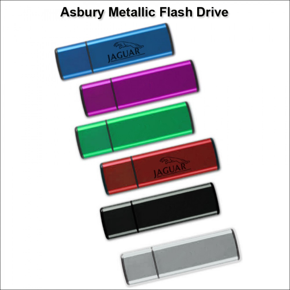 Asbury Metallic Flash Drive - 8 GB Memory with Logo