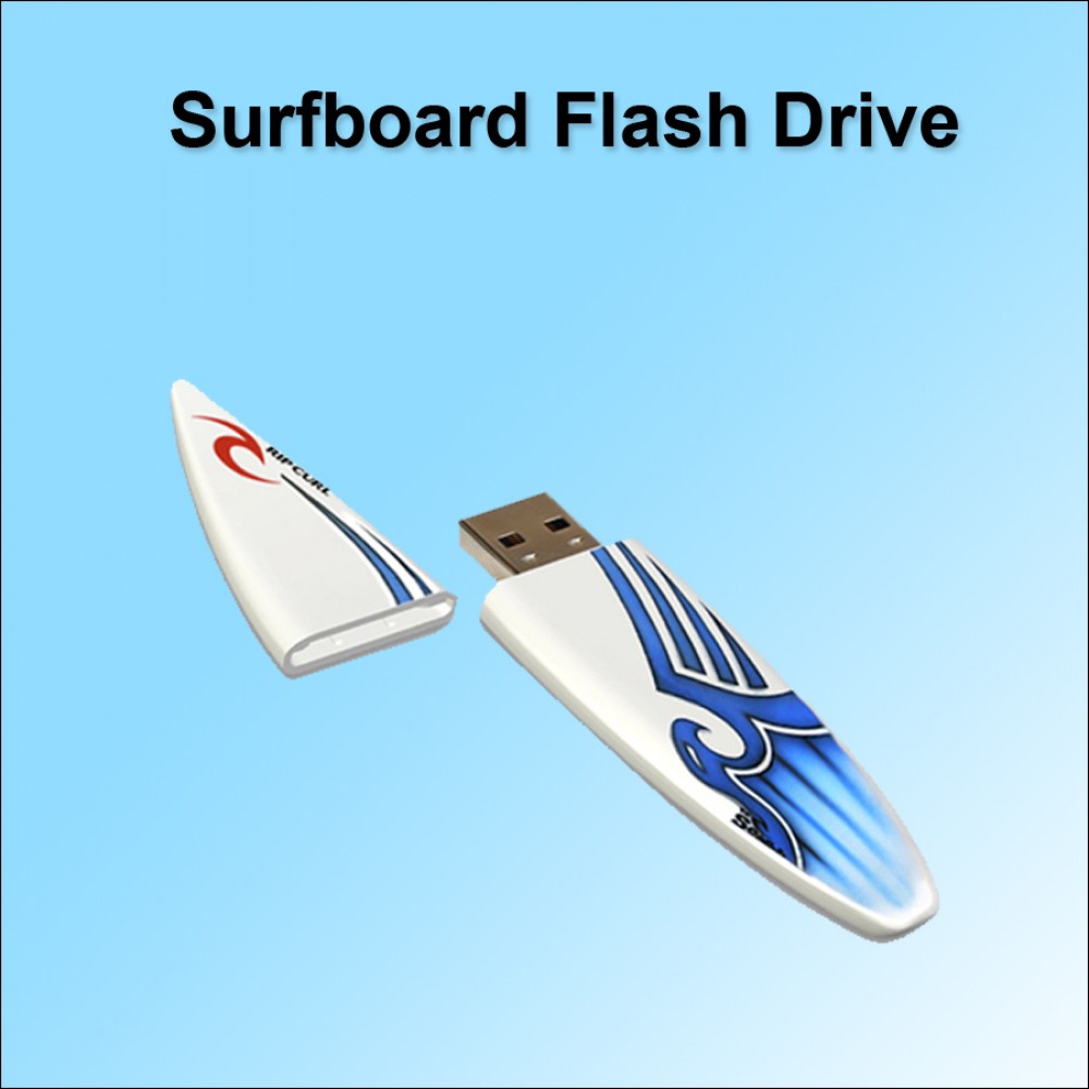 Logo Branded Surfboard Flash Drive - 16 GB Memory
